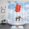 Elephant With Red Balloons Funny Shower Curtain - Cute Bathroom Accessory