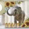 Elephant With Sunflowers - Aesthetic Waterproof Fabric Shower Curtain