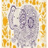 Elephant and Floral Shower Curtain with Oriental Stable Design 