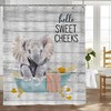 Elephant in Bathtub Print Shower Curtain for Rustic Animal Bathroom Decor