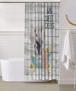 Elephant in Bathtub Print Shower Curtain for Rustic Animal Bathroom Decor