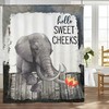 Elephant with Lotus Print Shower Curtain for Rustic Animal Bathroom Decor