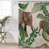 Elephant with Palm Leaves Print Shower Curtain for Bathroom