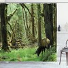 Elephant-Themed Rainforest Wildlife Shower Curtain With Antlers, Waterproof Bathroom Decor 