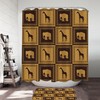 Elephants And Giraffes Shower Curtain With African Tiles Print