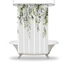 Elevate Your Bathroom Decor With A Beautiful Flower Printed Shower Curtain Featuring Green Leaf Floral