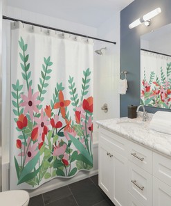 Elevate Your Bathroom Decor With This Beautiful Flower Garden Floral Shower Curtain