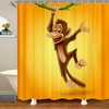 Elevate Your Bathroom Decor with Monkey Branch Cartoon Shower Curtain - Yellow Cute Animal Waterproof 