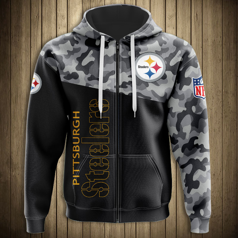 Elevate Your Fan Look With Pittsburgh Steelers Military 3D Zip Hoodie A Must-Have For The New Season