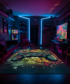 Elevate Your Gaming Experience with Customizable Vintage Game Room Rugs for Teen Boys' Bedroom