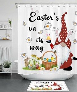 Elf and Flowers Easter Shower Curtain for a Cute Look in Bathroom 