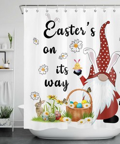 Elf and Flowers Easter Shower Curtain for a Cute Look in Bathroom