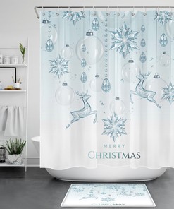 Elk And Snowflake Christmas Ball Shower Curtain For Joyful Bathroom Decor
