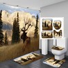 Elk Deer Animal Print Shower Curtain, Lodge-Style Bathroom Accessory 