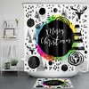 Elk Geometric Graffiti Christmas Shower Curtain - Modern Rustic Bathroom Decor