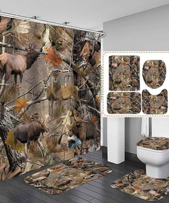 Elk Moose Bear Mallard Duck Turkey Animal Hunting Fishing Woodland Lodge Rustic Cabin Bathroom Decor for Bathrooms