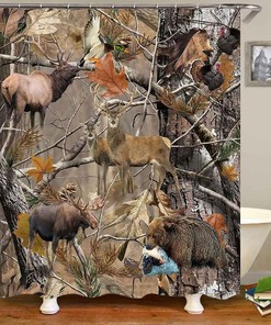 Elk Moose Bear Mallard Duck Turkey Animal Hunting Fishing Woodland Lodge Rustic Cabin Bathroom Decor for Bathrooms