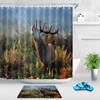 Elk Moose In Autumn Grassland Shower Curtain, Waterproof Bathroom Accessory 