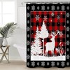 Elk Moose in the Snowfield Buffalo Plaid Yogaly Shower Curtain for Home and Kids Bathroom