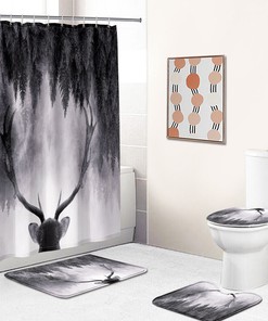 Elk Reindeer Animal Bathroom Shower Curtain - Forest Elk Reindeer Animal