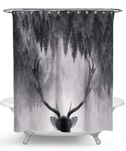 Elk Reindeer Animal Bathroom Shower Curtain - Forest Elk Reindeer Animal
