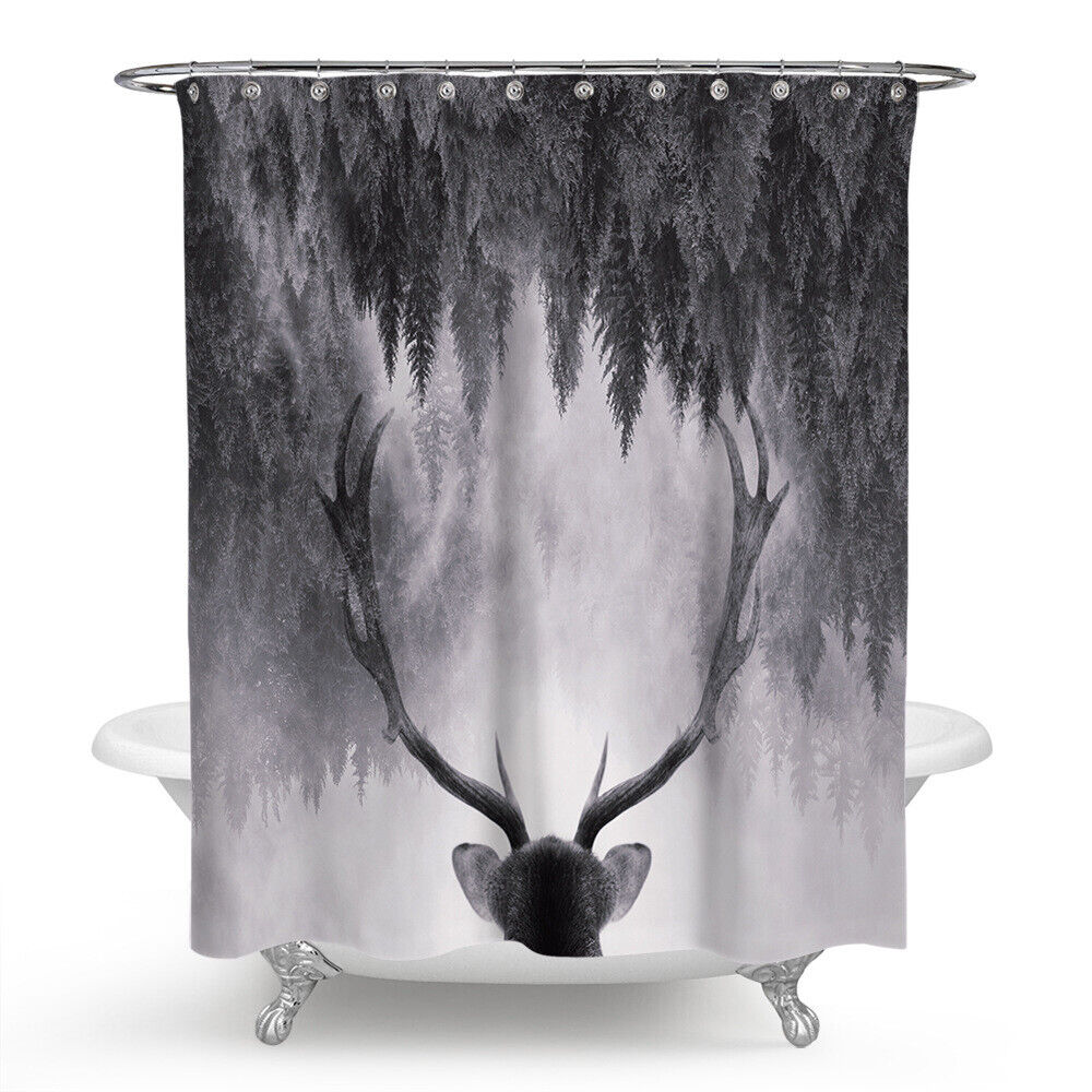 Elk Reindeer Animal Bathroom Shower Curtain - Forest Elk Reindeer Animal