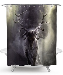 Elk Reindeer Forest Animals Shower Curtain Set For Wildlife Fans - Forest Animals Elk Reindeer