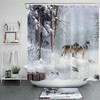 Elk and Deer Winter Snow Forest Shower Curtain 