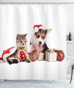 Elk-Themed Festive Shower Curtain For Bathroom Decor