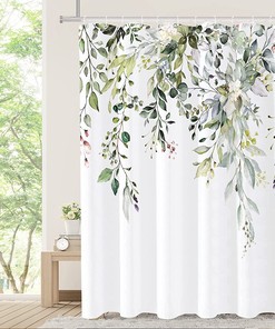 Embrace Nature with Green Eucalyptus Shower Curtain for Your Bathroom