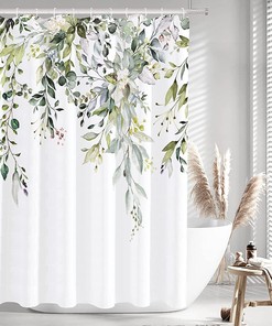 Embrace Nature with Green Eucalyptus Shower Curtain for Your Bathroom