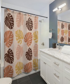 Embrace Nature with Monstera Tropical Shower Curtain - Boho Print on Shower Curtain