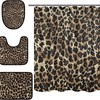 Embrace The Beauty Of Vintage With Alaza Leopard Spot Pattern Shower Curtain And Mat Set!