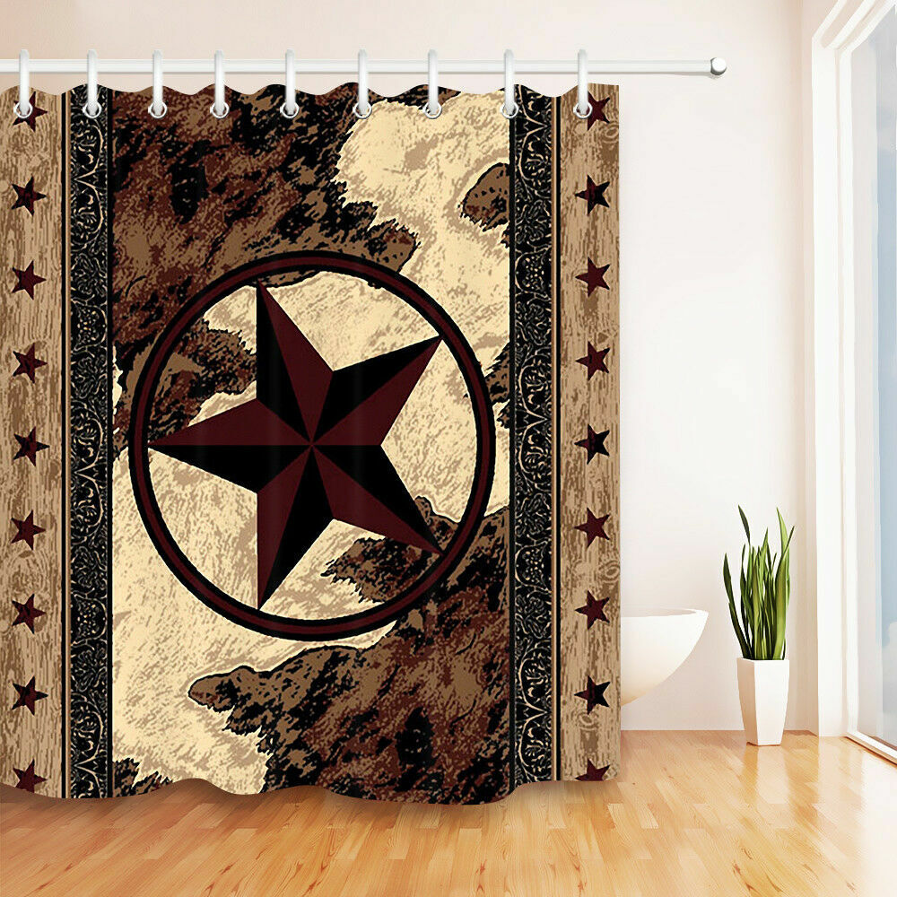 Embrace The Wild West With This Texas Star Vintage Western Shower Curtain, Perfect For Your Home Or Hotel Bathroom
