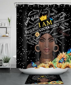 Empowering Black Girl African American Woman Sunflower Shower Curtain For Your Bathroom Decor
