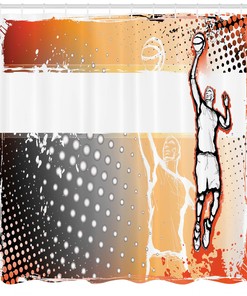 Empty Basketball Court Print Shower Curtain for Simple yet Sporty Bathroom