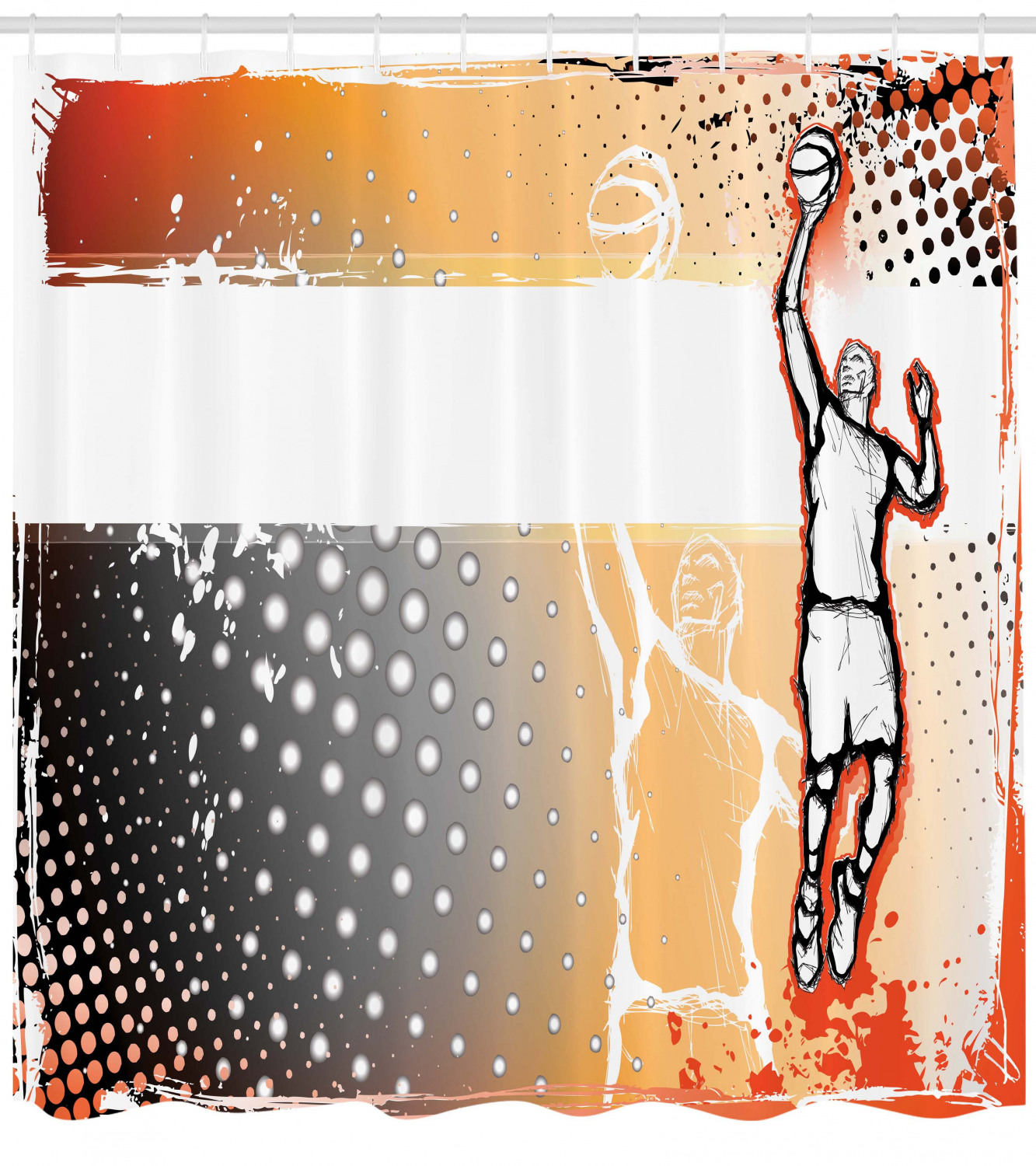 Empty Basketball Court Print Shower Curtain for Simple yet Sporty Bathroom