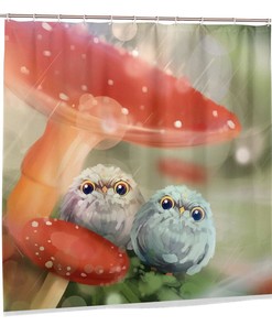 Enchanted Forest Shower Curtain With Fairy Tale Mushroom Wonderland, Whimsical Bathroom Accessory 