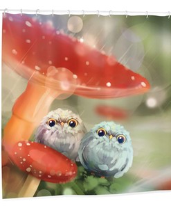 Enchanted Forest Shower Curtain With Fairy Tale Mushroom Wonderland, Whimsical Bathroom Accessory