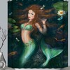 Enchanted Green Mermaid Fabric Shower Curtain, with Magical Print Design for Bathroom Decor