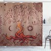 Enchanted Tree Of Life Shower Curtain - Cloth Fabric Bathroom Decor In Orange Mauve Taupe