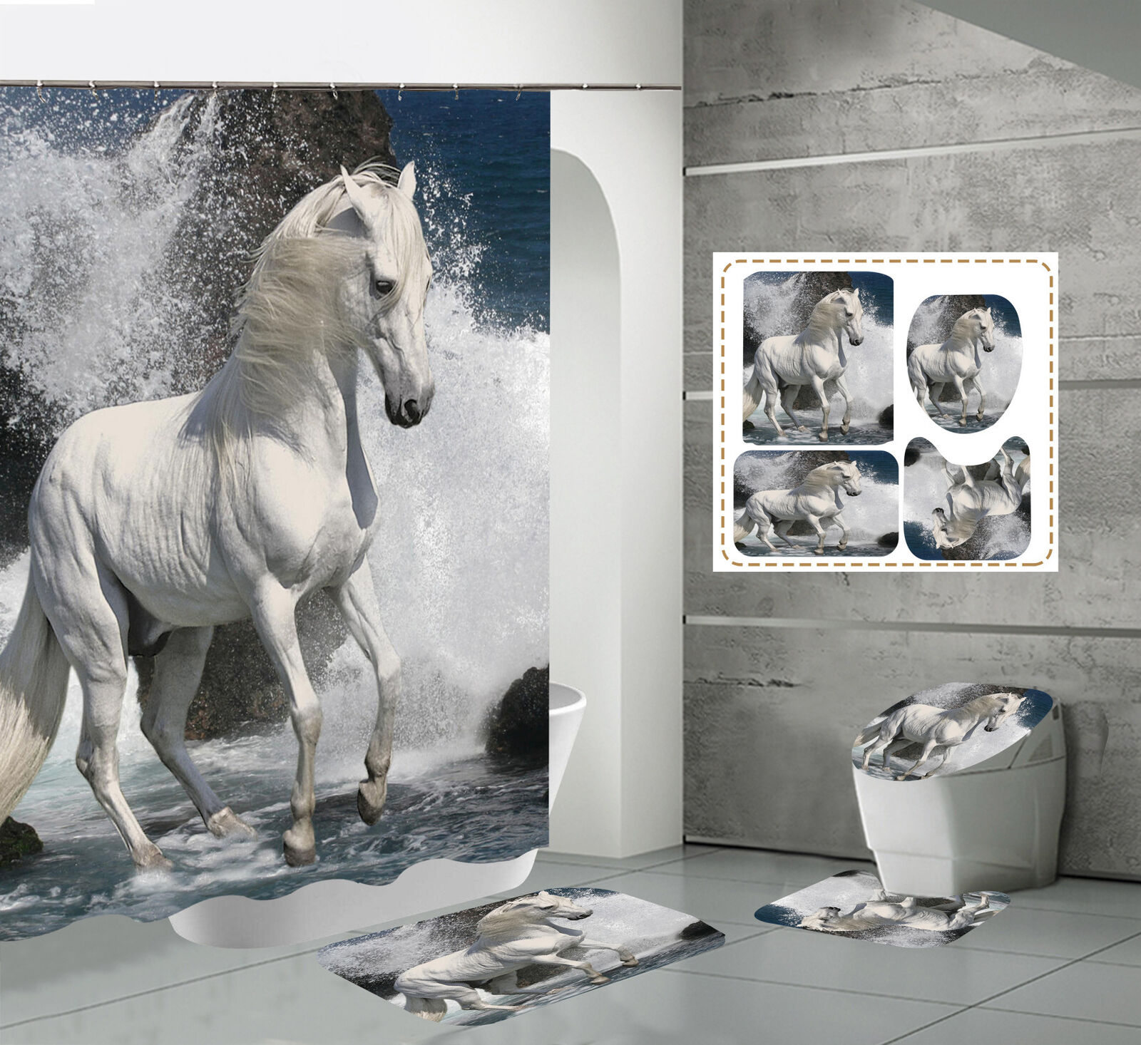 Enchanting Horse Bathroom Curtain