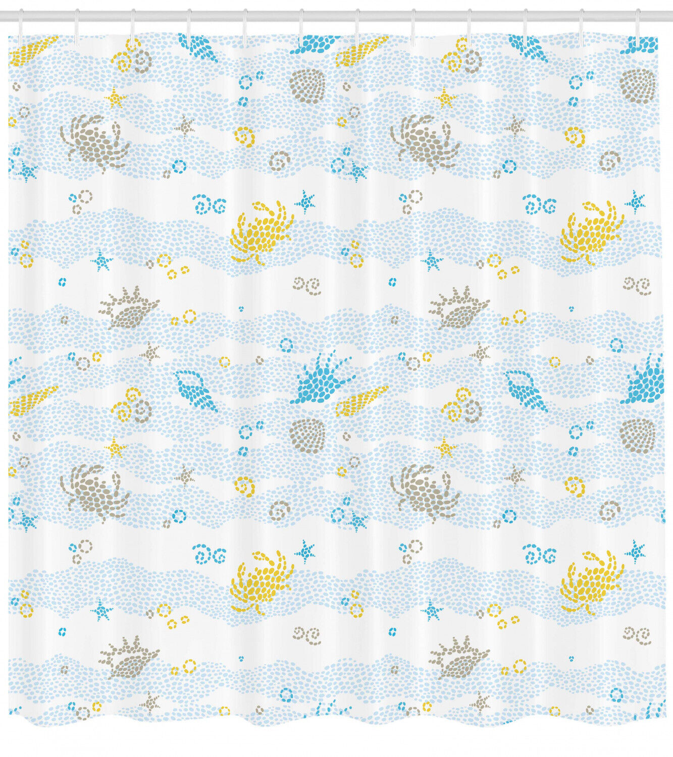 Enchanting Maritime Crabs and Seashells Print Shower Curtain for Bathroom