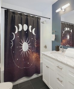 Enchanting Moon Phase Print Shower Curtain for Dreamy Bathroom Decor