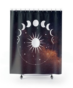 Enchanting Moon Phase Print Shower Curtain for Dreamy Bathroom Decor