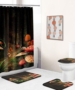 Enchanting Mushroom Forest Shower Curtain, Psychedelic Bathroom Decor