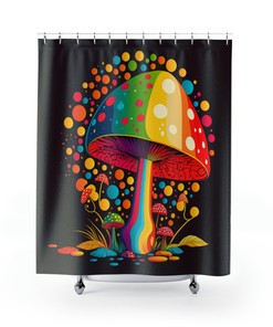 Enchanting Mushroom Shower Curtain, Nature Theme Bathroom Decor 