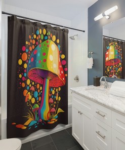 Enchanting Mushroom Shower Curtain, Nature Theme Bathroom Decor