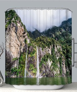 Enchanting Nature Waterfalls Shower Curtain With Multiple Waterfall Prints For Scenic Bathroom Decor
