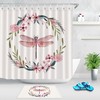 Enchanting Watercolor Flowers Wreath Dragonfly Shower Curtain Bath Waterproof Fabric for Your Bathroom